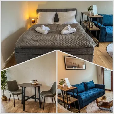 Ein Bett oder Betten in einem Zimmer der Unterkunft Apartment für 2 mit Balkon