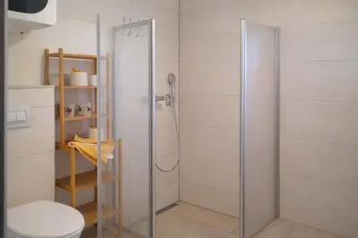 Ein Badezimmer in der Unterkunft Ferienhaus Jamlitz