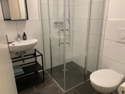 Ein Badezimmer in der Unterkunft Seenland Gästezimmer