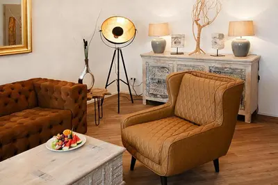 Ein Sitzbereich in der Unterkunft Appartement für 7 Personen in Strausberg