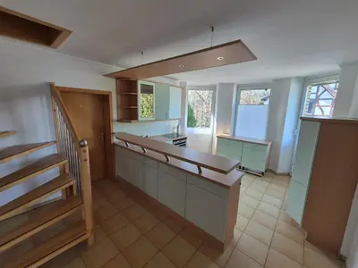 Küche/Küchenzeile in der Unterkunft Monteurzimmer 1 mit Seeblick