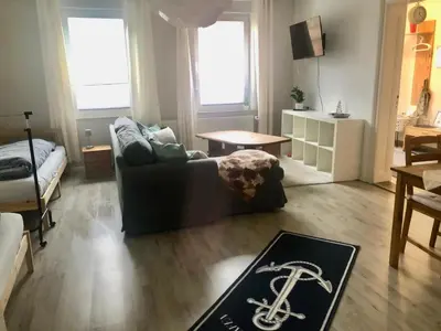 Ein Sitzbereich in der Unterkunft Ferienwohnung in Werneuchen bei Berlin