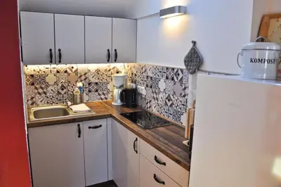 Küche/Küchenzeile in der Unterkunft Ferienwohnung Schwalbennest