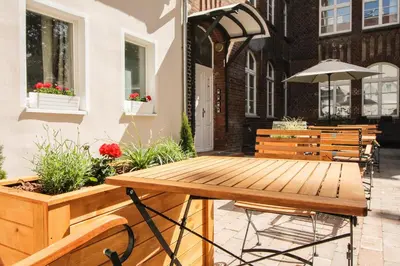Ein Patio oder anderer Außenbereich in der Unterkunft Ferienwohnung König