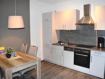 Küche/Küchenzeile in der Unterkunft Appartements mit Blick auf die Spree in Lübben