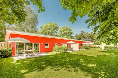 Ein Garten an der Unterkunft Bungis - 28 Ferienhäuser Am Grimnitzsee G5